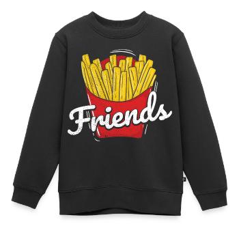 Pommes Frites Pommes Liebhaber Pommes Fritten Spru - Kinder Premium Organic Sweatshirt - Schwarz - Vorne - AI Model Kid Female (0cm)