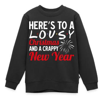 6 Voici un Noël moche et une nouvelle année merdique - Sweat Premium enfant bio - noir - Devant - AI Model Kid Female (0cm)