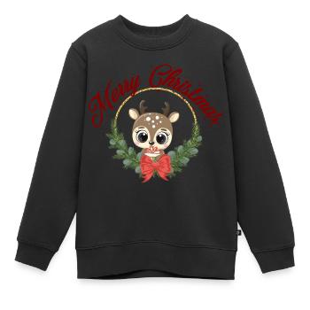 sweet reindeer Christmas Rudolf Merry Christmas - Kids Premium Organic Sweatshirt - black - Front - AI Model Kid Female (0cm)