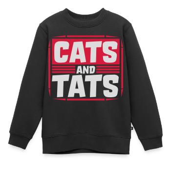 cats and tats Zitat - Kinder Premium Organic Sweatshirt - Schwarz - Vorne - AI Model Kid Female (0cm)