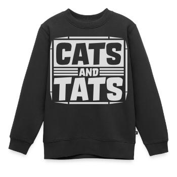 cats and tats Zitat - Kinder Premium Organic Sweatshirt - Schwarz - Vorne - AI Model Kid Female (0cm)