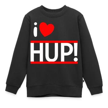 i LOVE HUP! - Kinder Premium Organic Sweatshirt - Schwarz - Vorne - AI Model Kid Female (0cm)