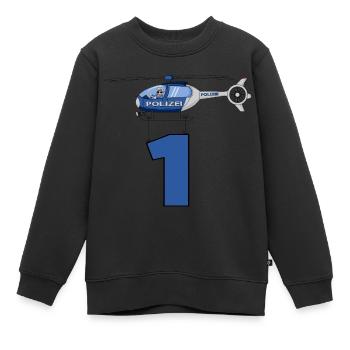 Polizei Hubschrauber 1. Geburtstag - Kinder Premium Organic Sweatshirt - Schwarz - Vorne - AI Model Kid Female (0cm)