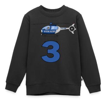 Polizei Hubschrauber 3. Geburtstag - Kinder Premium Organic Sweatshirt - Schwarz - Vorne - AI Model Kid Female (0cm)