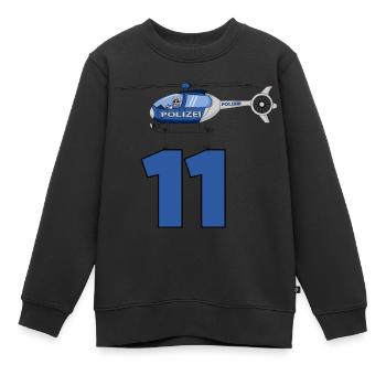 Polizei Hubschrauber 11. Geburtstag - Kinder Premium Organic Sweatshirt - Schwarz - Vorne - AI Model Kid Female (0cm)