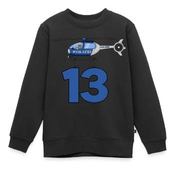 Polizei Hubschrauber 13. Geburtstag - Kinder Premium Organic Sweatshirt - Schwarz - Vorne - AI Model Kid Female (0cm)