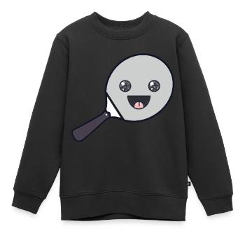 Table tennis racket Tennis racket with face - Kids Premium Organic Sweatshirt - black - Front - AI Model Kid Female (0cm)