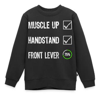 Calisthenics Checklist Motivation Athlete T-shirt - Kids Premium Organic Sweatshirt - black - Front - AI Model Kid Female (0cm)