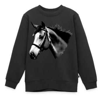 Pferd Skizze Bleistift Pferde Tier Porträts 1 - Kinder Premium Organic Sweatshirt - Schwarz - Vorne - AI Model Kid Female (0cm)