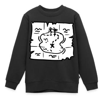Pirate map - Sweat Premium enfant bio - noir - Devant - AI Model Kid Female (0cm)