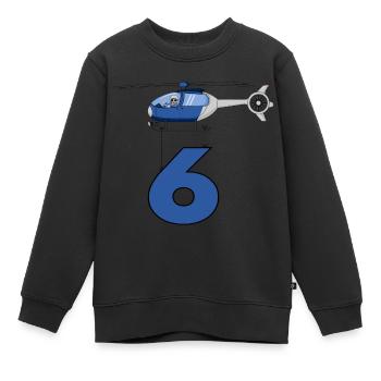 Hélicoptère 6ème anniversaire - Sweat Premium enfant bio - noir - Devant - AI Model Kid Female (0cm)