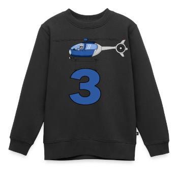 Hélicoptère 3ème anniversaire - Sweat Premium enfant bio - noir - Devant - AI Model Kid Female (0cm)