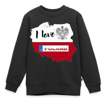 J’aime la Pologne Carte polonaise Plaque d’immatriculation - Sweat Premium enfant bio - noir - Devant - AI Model Kid Female (0cm)