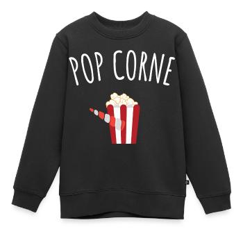 pop corne - Sweat Premium enfant bio - noir - Devant - AI Model Kid Female (0cm)