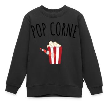 pop corne - Sweat Premium enfant bio - noir - Devant - AI Model Kid Female (0cm)