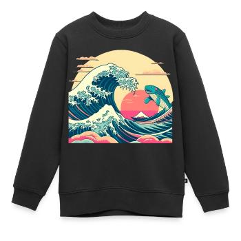 Wellenhai - Kinder Premium Organic Sweatshirt - Schwarz - Vorne - AI Model Kid Female (0cm)