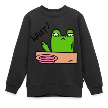 Drôle de grenouille, crapaud - Sweat Premium enfant bio - noir - Devant - AI Model Kid Female (0cm)