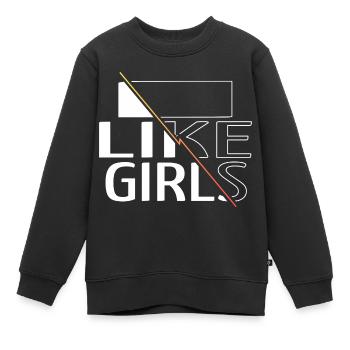 love grl pwr barber hair feminine awesome - Kinder Premium Organic Sweatshirt - Schwarz - Vorne - AI Model Kid Female (0cm)