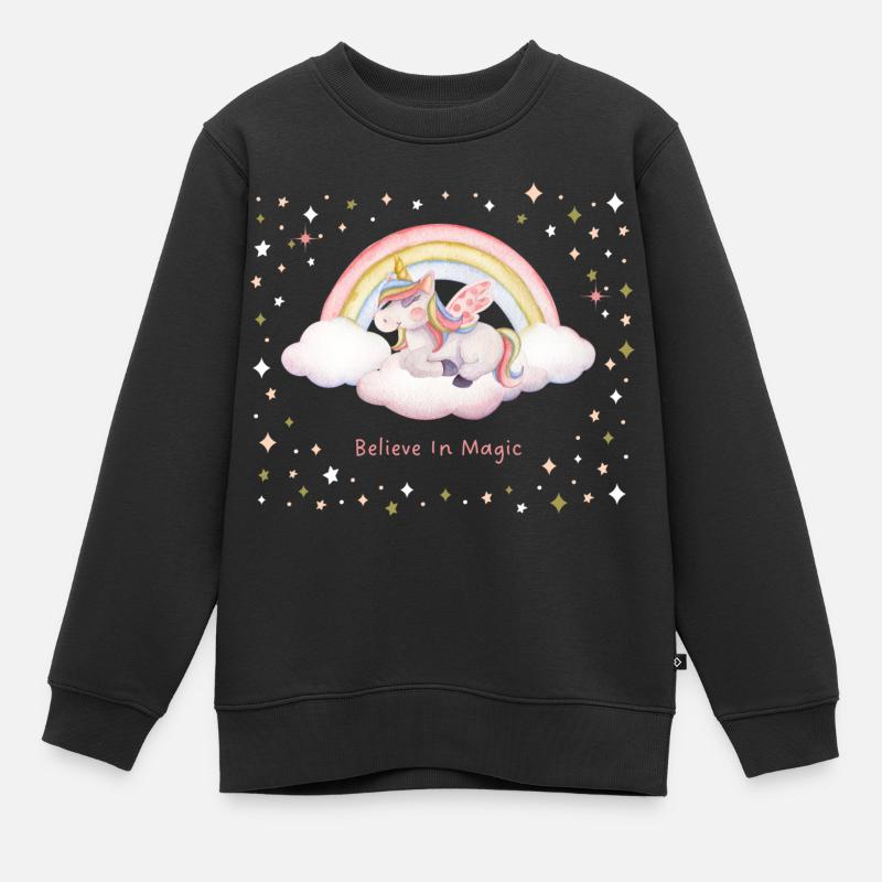 Unicorn - Kinder Premium Organic Sweatshirt - Schwarz