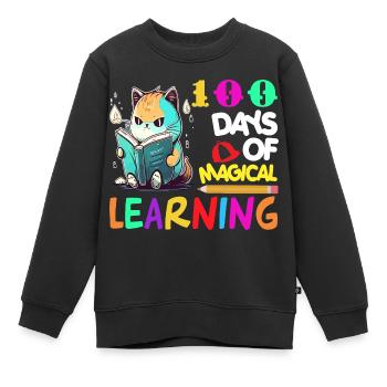 100 Days Of magical Learning - Kids Premium Organic Sweatshirt - black - Front - AI Model Kid Female (0cm)