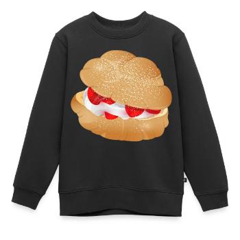 Mit Sahne und Erdbeeren gefüllter Windbeutel - Kinder Premium Organic Sweatshirt - Schwarz - Vorne - AI Model Kid Female (0cm)