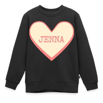 Jenna Nom Prénom Pink Sugar Heart - Sweat Premium enfant bio - noir - Devant - AI Model Kid Female (0cm)