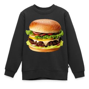 Hamburgers, fast food always tastes good - Kids Premium Organic Sweatshirt - black - Front - AI Model Kid Female (0cm)