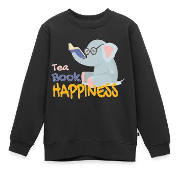 I like to get lost in books - Kids Premium Organic Sweatshirt - black - Front - AI Model Kid Female (0cm)