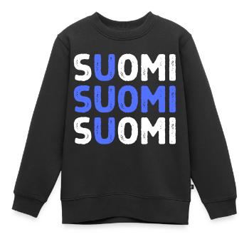 English word flag - Kids Premium Organic Sweatshirt - black - Front - AI Model Kid Female (0cm)