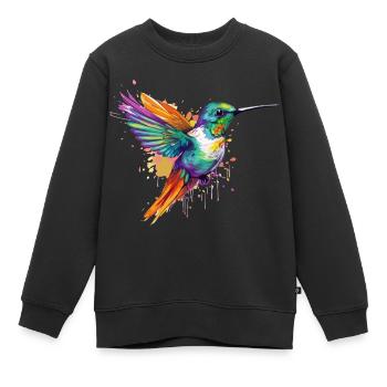Ozi der Kolibri - Kinder Premium Organic Sweatshirt - Schwarz - Vorne - AI Model Kid Female (0cm)