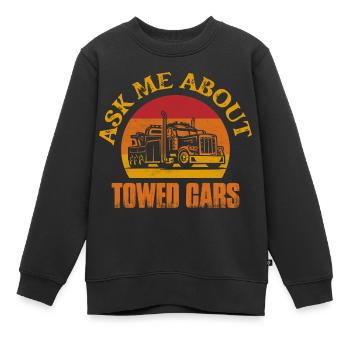 Posez-moi des questions sur les voitures tractées Camionnage Conducteur de dépanneuse - Sweat Premium enfant bio - noir - Devant - AI Model Kid Female (0cm)