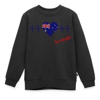 Australien Herz Herzschlag Australia - Kinder Premium Organic Sweatshirt - Schwarz - Vorne - AI Model Kid Female (0cm)
