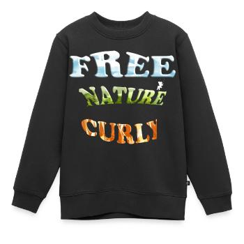 Free Natural Curly - Kids Premium Organic Sweatshirt - black - Front - AI Model Kid Female (0cm)