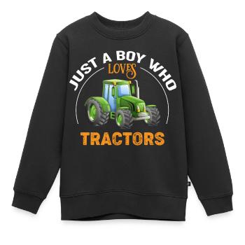 Just a Boy who Loves Tractors - Kinder Premium Organic Sweatshirt - Schwarz - Vorne - AI Model Kid Female (0cm)