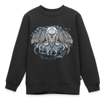 Cthulhu encre - Sweat Premium enfant bio - noir - Devant - AI Model Kid Female (0cm)
