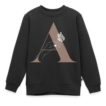 Magischer Schmetterlingsbuchstabe - Kinder Premium Organic Sweatshirt - Schwarz - Vorne - AI Model Kid Female (0cm)