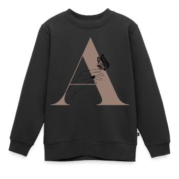 Magischer Schmetterlingsbuchstabe - Kinder Premium Organic Sweatshirt - Schwarz - Vorne - AI Model Kid Female (0cm)