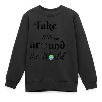 Emmenez-moi autour du monde - Sweat Premium enfant bio - noir - Devant - AI Model Kid Female (0cm)