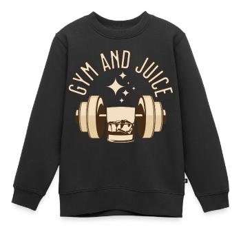 Lustiges Fitnessstudio Zitat Fitnessstudio und Saft - Kinder Premium Organic Sweatshirt - Schwarz - Vorne - AI Model Kid Female (0cm)