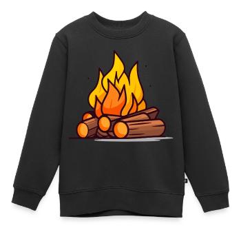 Campfire - Kids Premium Organic Sweatshirt - black - Front - AI Model Kid Female (0cm)