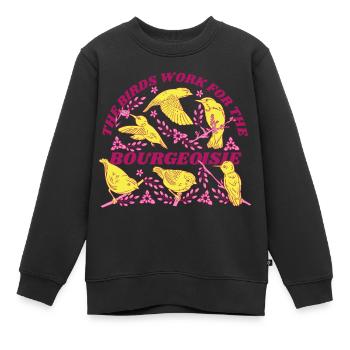Die Vögel arbeiten für die Bourgeoisie - Kinder Premium Organic Sweatshirt - Schwarz - Vorne - AI Model Kid Female (0cm)