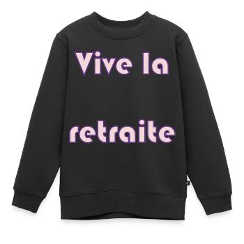 RUHESTAND. RUHESTAND. IM RUHESTAND. RUHESTAND. AM BESTEN - Kinder Premium Organic Sweatshirt - Schwarz - Vorne - AI Model Kid Female (0cm)