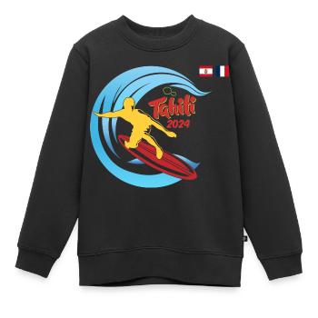 2024 Surf Tahiti surfeur - Sweat Premium enfant bio - noir - Devant - AI Model Kid Female (0cm)