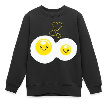 Amour des œufs au plat - Sweat Premium enfant bio - noir - Devant - AI Model Kid Female (0cm)