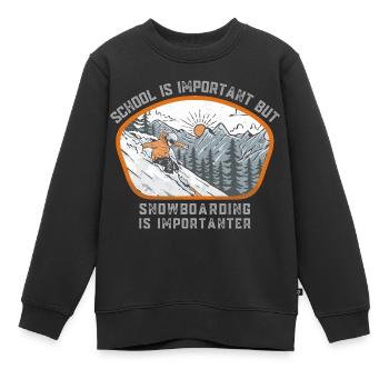 L’école est importante, mais la planche à neige est importante - Sweat Premium enfant bio - noir - Devant - AI Model Kid Female (0cm)