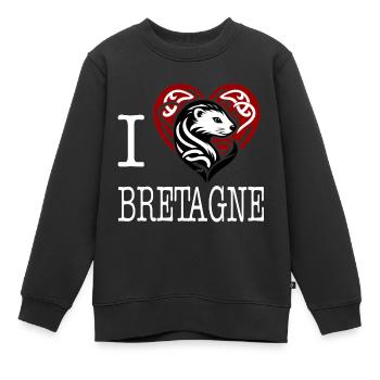 Ich liebe Bretagne Hermine Maline Light - Kinder Premium Organic Sweatshirt - Schwarz - Vorne - AI Model Kid Female (0cm)