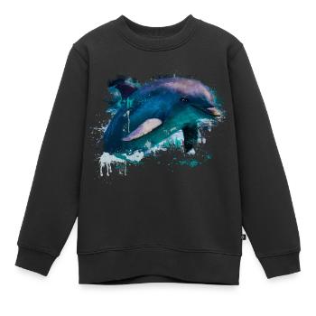 dauphin, créature marine, mammifère, dauphins - Sweat Premium enfant bio - noir - Devant - AI Model Kid Female (0cm)