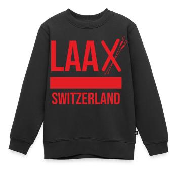 Souvenir de Laax dans les Grisons - Sweat Premium enfant bio - noir - Devant - AI Model Kid Female (0cm)