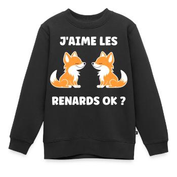petit renard - Sweat Premium enfant bio - noir - Devant - AI Model Kid Female (0cm)
