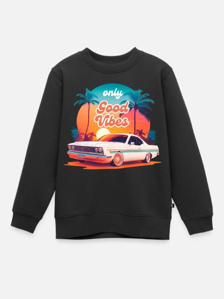 Design Sommer Retro - Kinder Premium Organic Sweatshirt - Schwarz